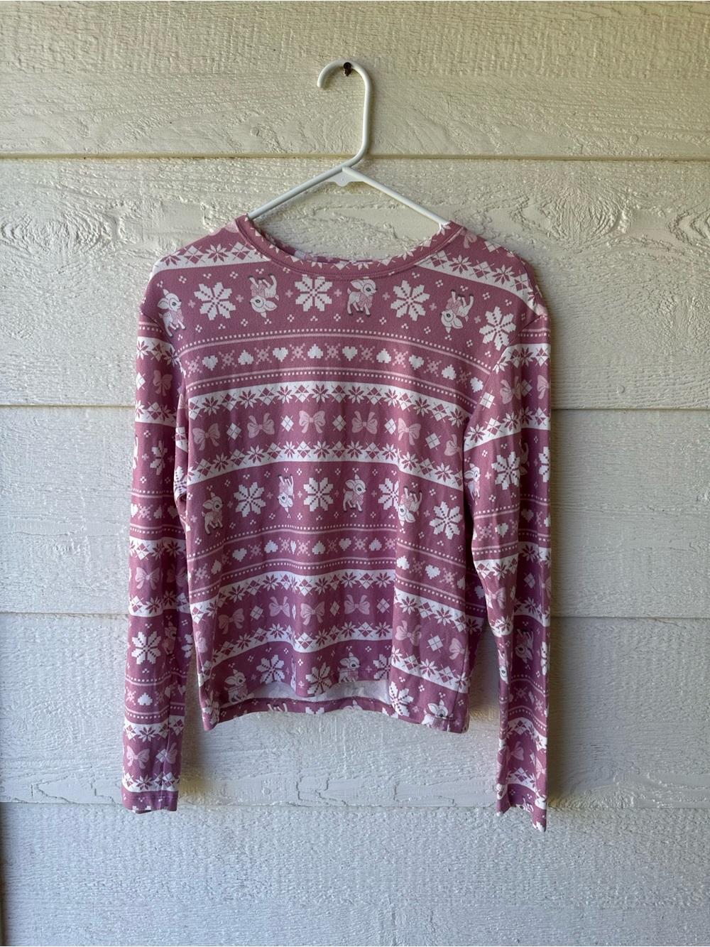 Cute pink holiday reindeer pajama top
